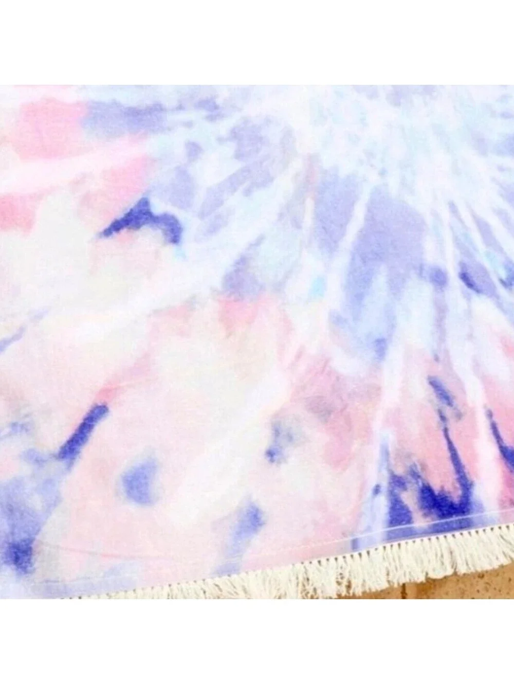 L Space Beach Towel Tie Dye Purple Blue Pink Cotton Fringe 68x30 NEW